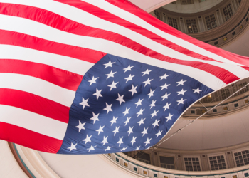 negative space american flag interior building