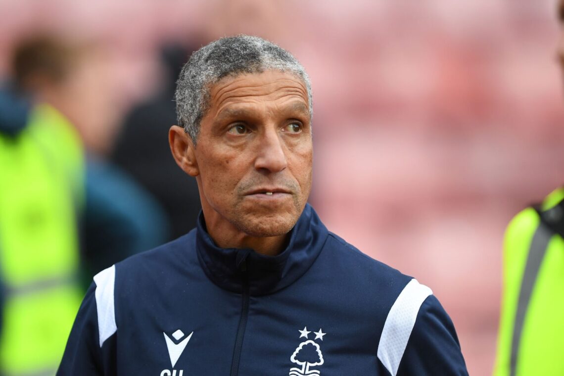 Nottingham Forest manager, Chris Hughton looking dejected after his sides third defeat in the league during the Sky Bet Championship match between Stoke City and Nottingham Forest at the Bet365 Stadium, Stoke-on-Trent, UK, on 21st August 2021. (Photo by Jon Hobley/MI News/NurPhoto via Getty Images)