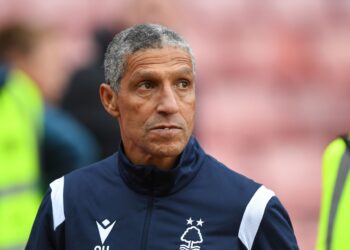 Nottingham Forest manager, Chris Hughton looking dejected after his sides third defeat in the league during the Sky Bet Championship match between Stoke City and Nottingham Forest at the Bet365 Stadium, Stoke-on-Trent, UK, on 21st August 2021. (Photo by Jon Hobley/MI News/NurPhoto via Getty Images)