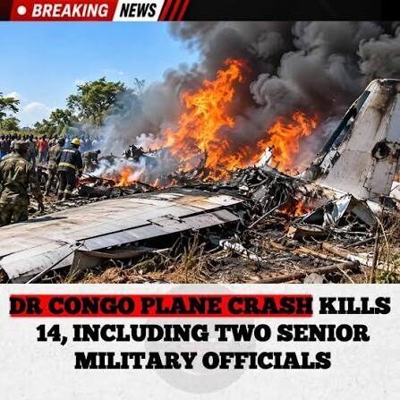 DR Congo Military Plane Crashes Into Residential Area, Killing at Least 14